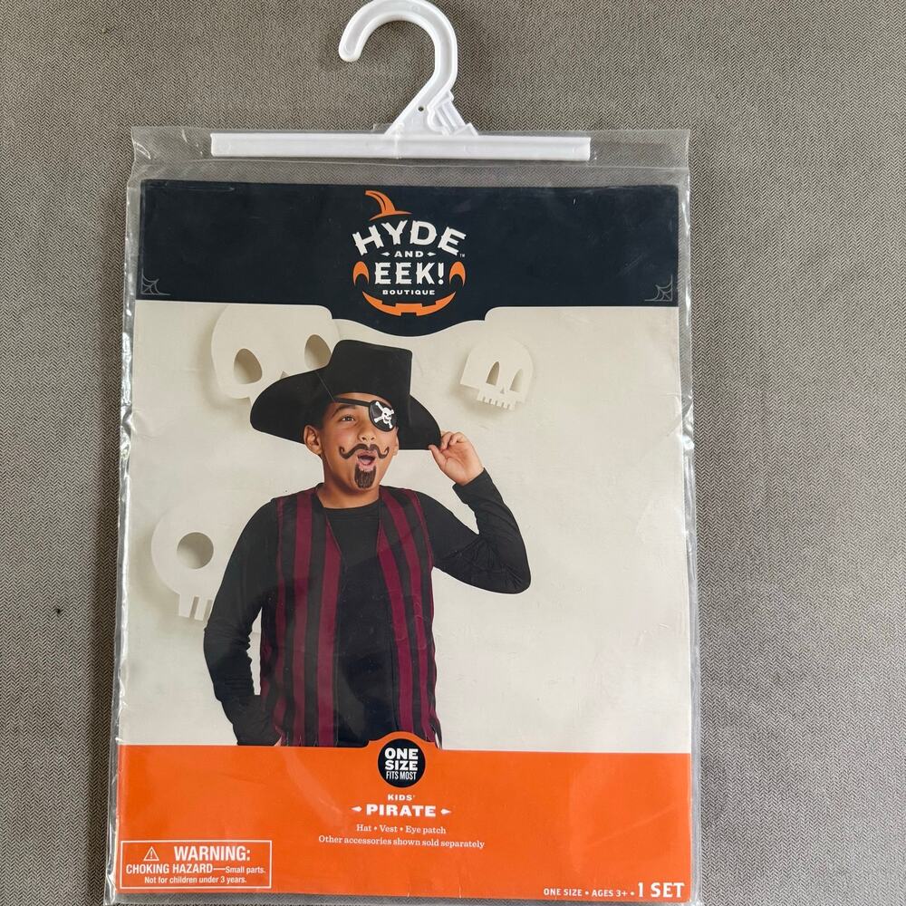 Hyde & EEK! Boutique Kids Pirate Halloween Costume Hat Vest Eye Patch One Size